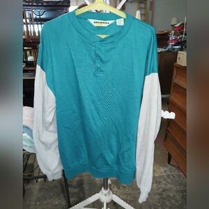 Vtg. Life Trends Teal and Gray Long Sleeve Shirt